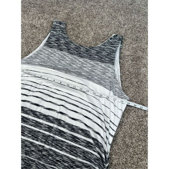 Athleta Comeback Tank Midi Dress Ruched Cinched Sides Striped White/Black 1X - Picture 6 of 12